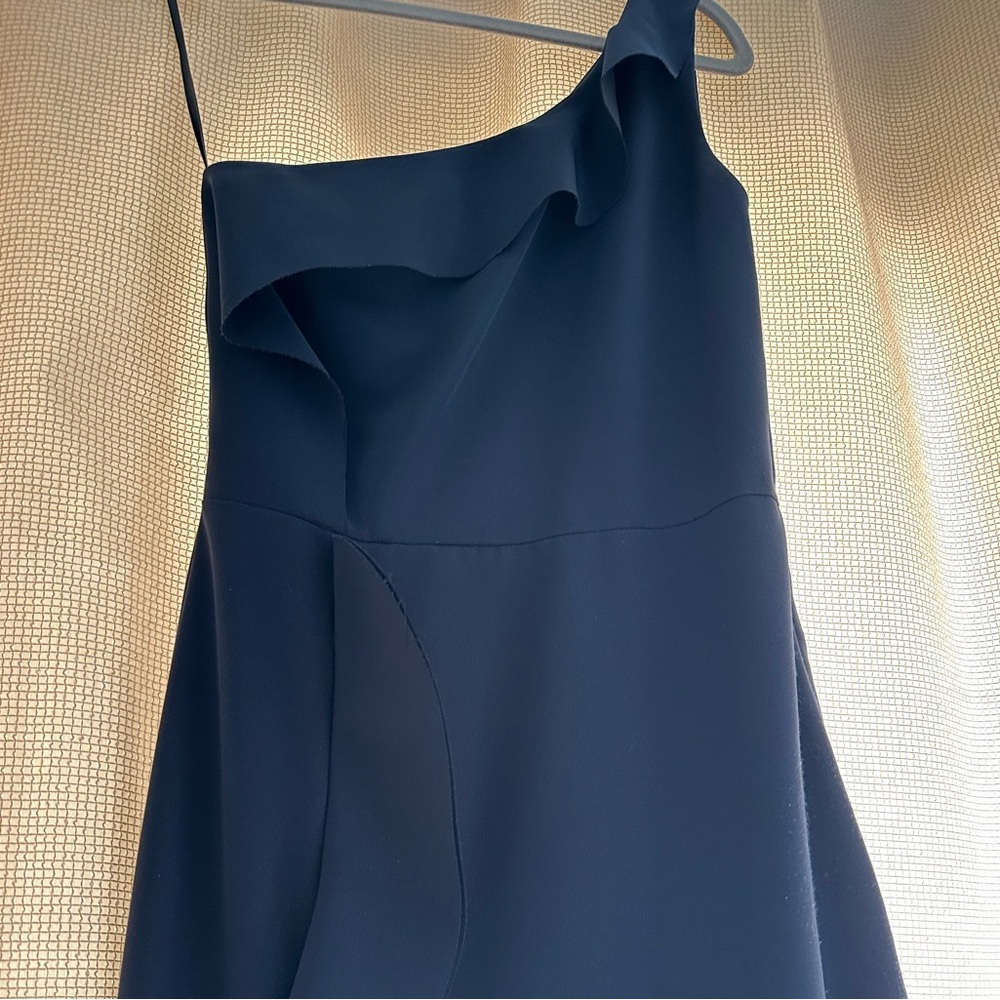 Navy long prom dress